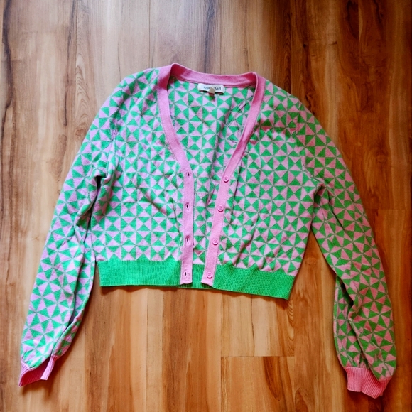 NWOT Lisa Says Gah Another Girl Spumoni Geo Knit in Pink/Green (Sz L) - Picture 3 of 6